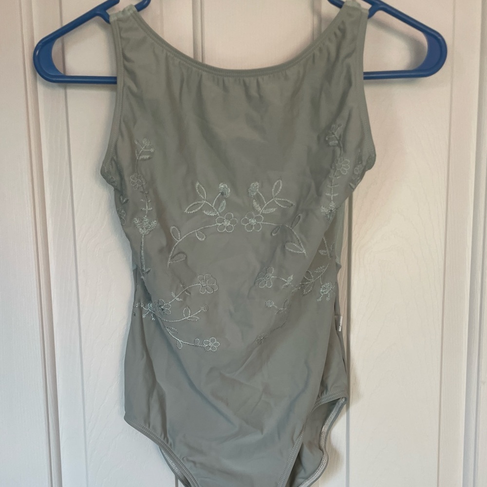 Classin Leotards green embroidered mesh size XS